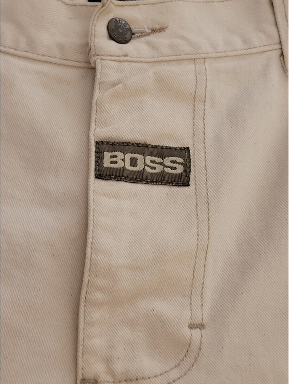 VTG 90'S Boss Jeans Men's 40(38) Natural Baggy Wide-Leg Spellout Hip-Hop Denim - Picture 5 of 9
